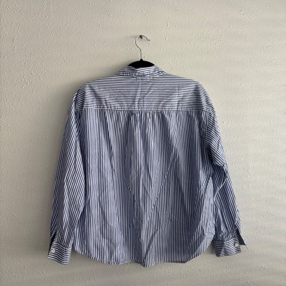 Alex Mill Wash & Go Striped Cotton Pullover Collared Half Button Up Blouse - Picture 5 of 6